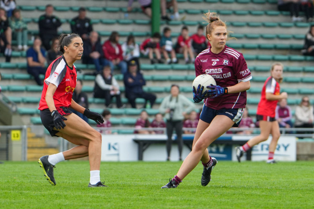 Scartaglin LGFA's Aoife Dunlea in action against Rathmore LGFA in the Bons Secours Ladies Intermediate Football Championship Final | Photo by David Corkey Radio Kerry Sport