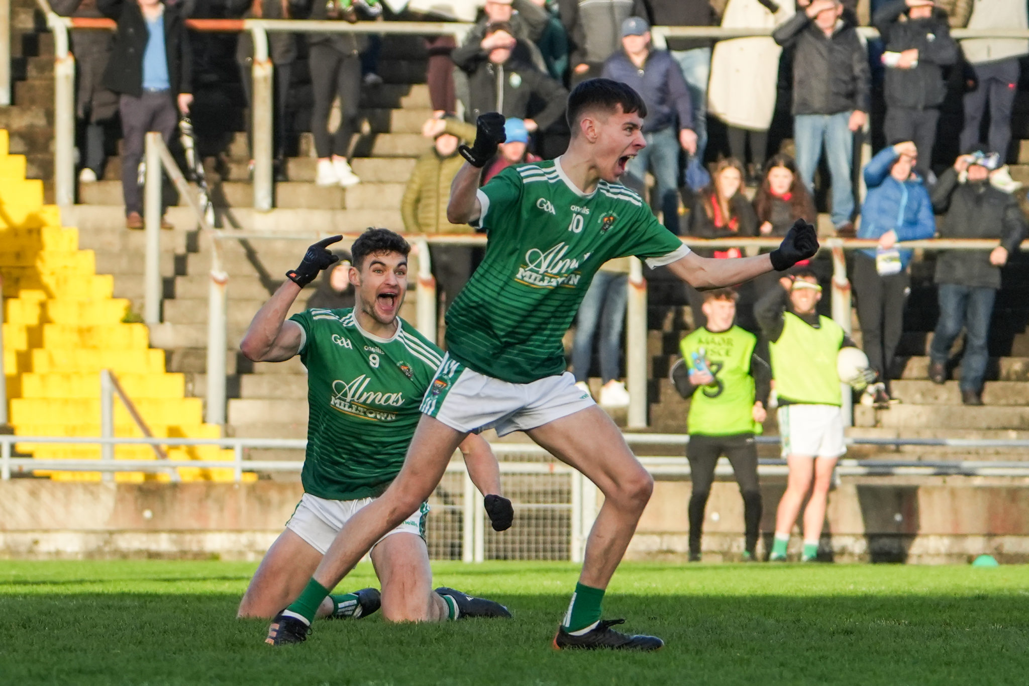 Brendan Casey of Milltown/Castlemaine celebrates after he scores his sides first goal against Fossa in the Kerry Petroleum Intermediate Club Football Championship Final | Photo by David Corkey Radio Kerry Sport