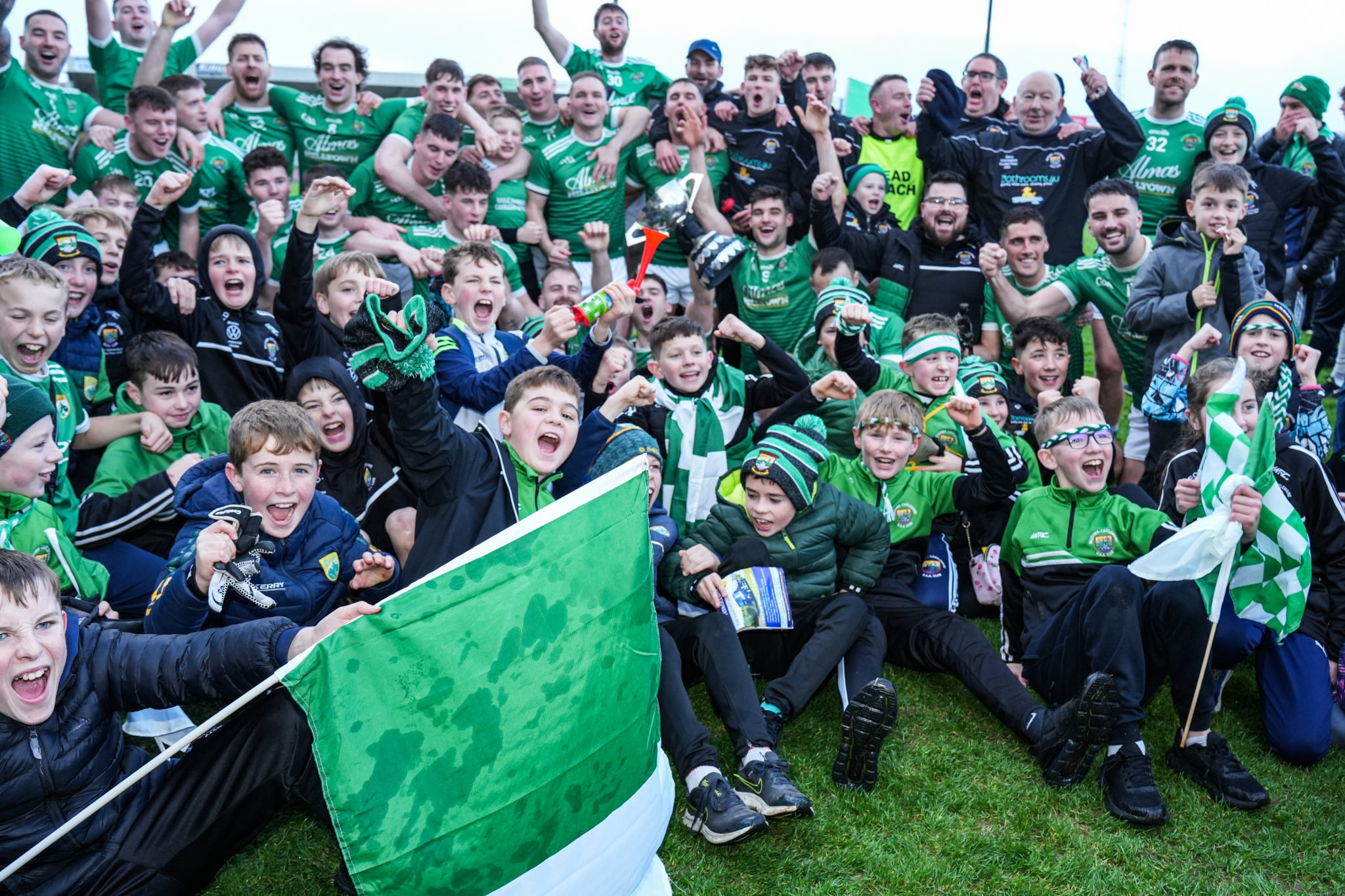 Milltown/Castlemaine celebrate their victory over Fossa in the Kerry Petroleum Intermediate Club Football Championship Final | Photo by David Corkey Radio Kerry Sport