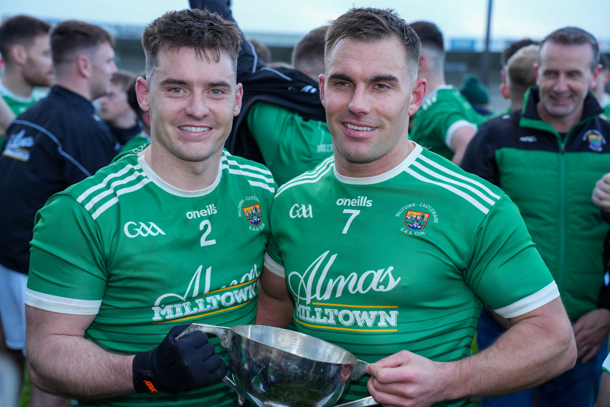 Milltown/Castlemaine's Gavin McKenna & Jerome Flynn after the Kerry Petroleum Intermediate Club Football Championship Final | Photo by David Corkey Radio Kerry Sport