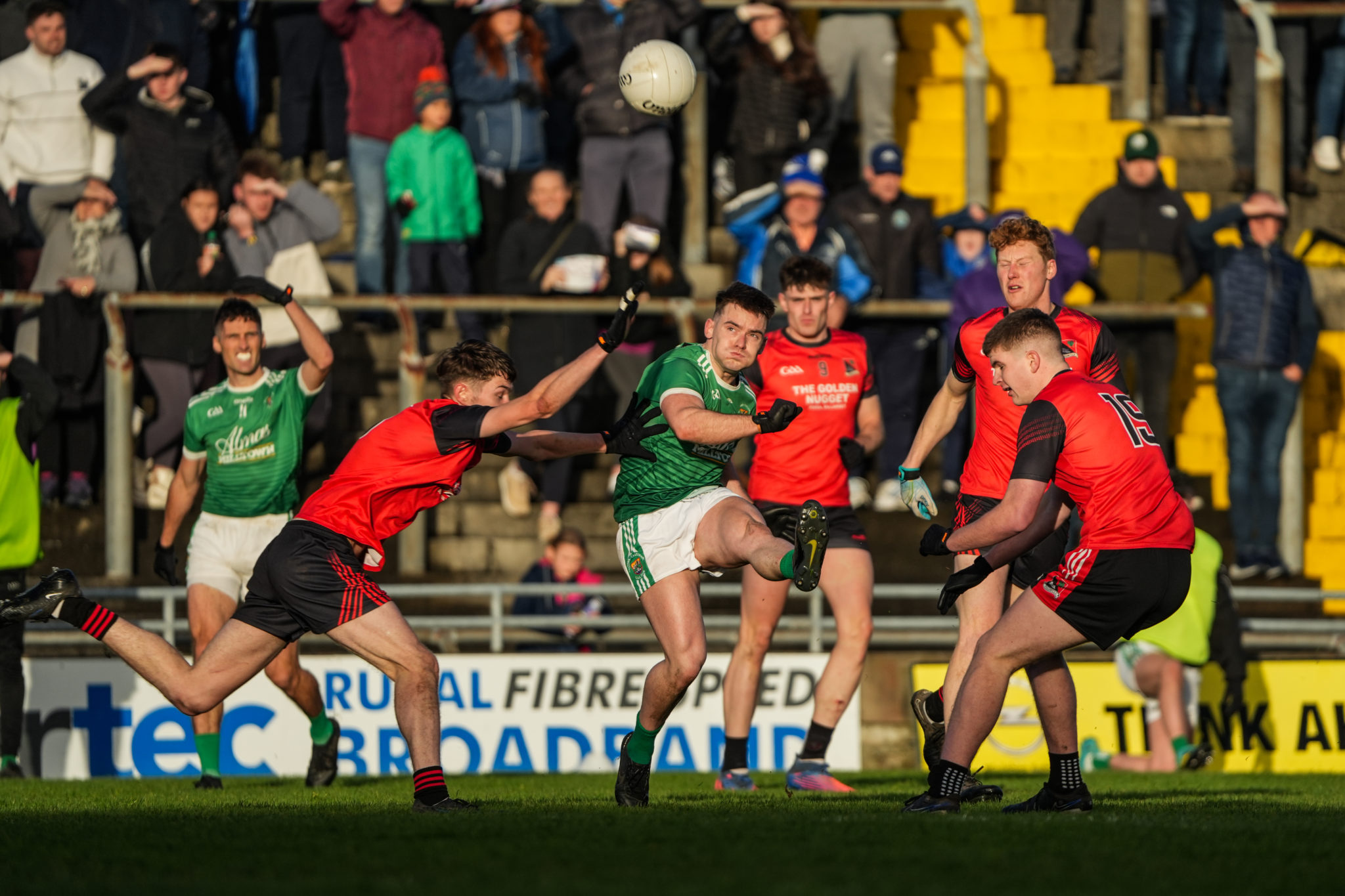 Milltown/Castlemaine's Gavin McKenna attempts a point against Fossa in the Kerry Petroleum Intermediate Club Football Championship Final | Photo by David Corkey Radio Kerry Sport