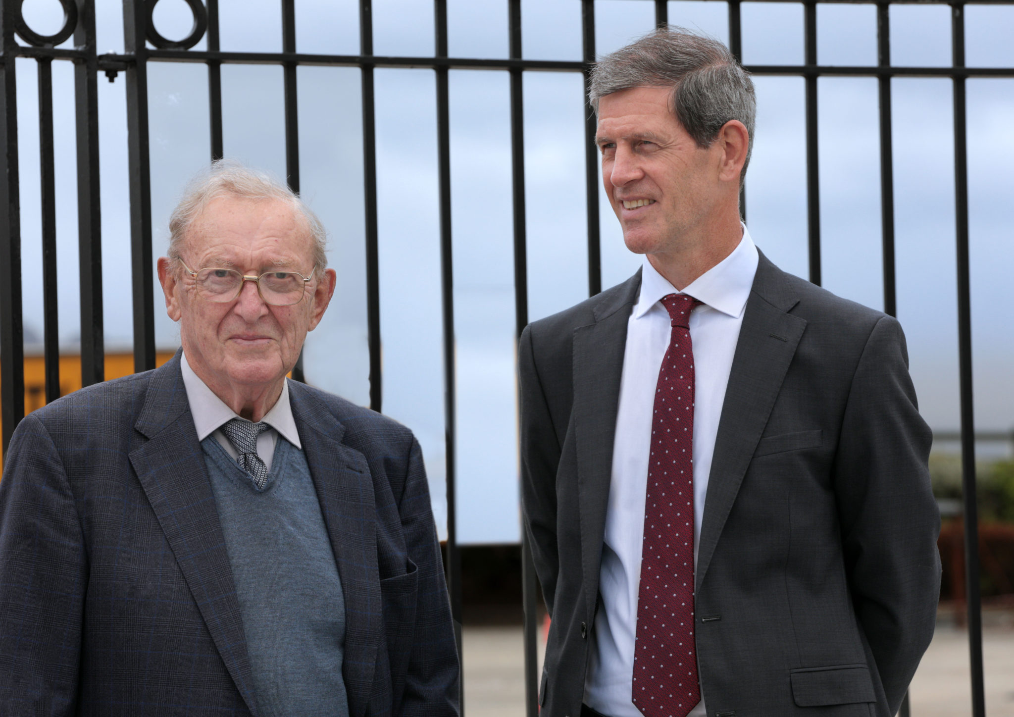 The late Ivo O’Sullivan Snr with his son and fellow Director Ivo O’Sullivan at the official opening of the new main entrance, Friday, August 19th, 2022. Photo: Valerie O’ Sullivan.